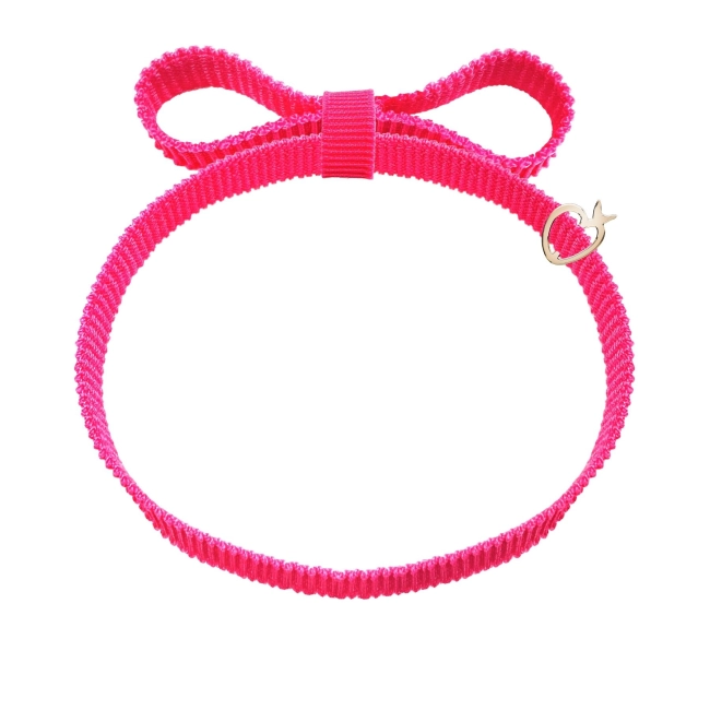 Splotka - bransoletka z kokardką w kolorze różowy neon