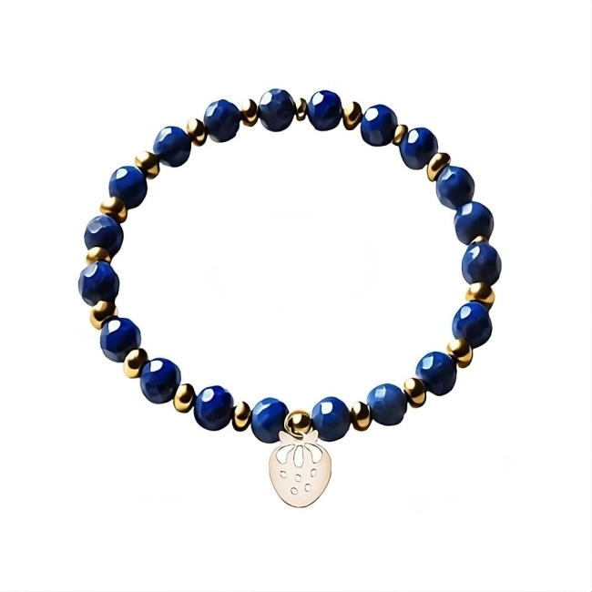 Przekładane Lapis Lazuli ze złotą truskawką